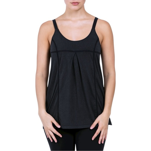 Lululemon Scoop Neck Pleated Back Athletic Tank Gray Black Size 6 - Picture 1 of 10